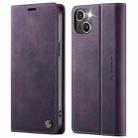 For iPhone 13 CaseMe 033 Calf Leather Lining Microfibre RFID Blocking Phone Case(Purple) - 1