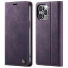 For iPhone 13 Pro CaseMe 033 Calf Leather Lining Microfibre RFID Blocking Phone Case(Purple) - 1
