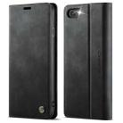 For iPhone SE 2022 / 8 / 7 CaseMe 033 Calf Leather Lining Microfibre RFID Blocking Phone Case(Black) - 1