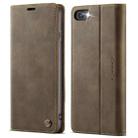 For iPhone SE 2022 / 8 / 7 CaseMe 033 Calf Leather Lining Microfibre RFID Blocking Phone Case(Coffee) - 1