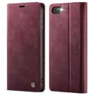 For iPhone SE 2022 / 8 / 7 CaseMe 033 Calf Leather Lining Microfibre RFID Blocking Phone Case(Red) - 1