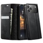 For iPhone 17 Pro CaseMe 033 Calf Leather Lining Microfibre RFID Blocking Phone Case(Black) - 1