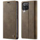For Samsung Galaxy A12 5G CaseMe 033 Calf Leather Lining Microfibre RFID Blocking Phone Case(Coffee) - 1