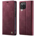 For Samsung Galaxy A12 5G CaseMe 033 Calf Leather Lining Microfibre RFID Blocking Phone Case(Red) - 1