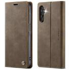 For Samsung Galaxy A15 CaseMe 033 Calf Leather Lining Microfibre RFID Blocking Phone Case(Coffee) - 1