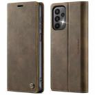 For Samsung Galaxy A23 / M23 CaseMe 033 Calf Leather Lining Microfibre RFID Blocking Phone Case(Coffee) - 1