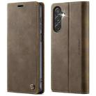 For Samsung Galaxy A24 4G CaseMe 033 Calf Leather Lining Microfibre RFID Blocking Phone Case(Coffee) - 1