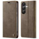 For Samsung Galaxy A34 5G CaseMe 033 Calf Leather Lining Microfibre RFID Blocking Phone Case(Coffee) - 1