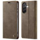 For Samsung Galaxy A36 5G CaseMe 033 Calf Leather Lining Microfibre RFID Blocking Phone Case(Coffee) - 1
