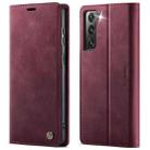 For Samsung Galaxy S21+ 5G CaseMe 033 Calf Leather Lining Microfibre RFID Blocking Phone Case(Red) - 1