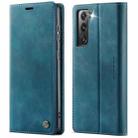 For Samsung Galaxy S21 FE 5G CaseMe 033 Calf Leather Lining Microfibre RFID Blocking Phone Case(Green) - 1