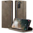 For Samsung Galaxy S21+ 5G CaseMe 033 Calf Leather Lining Microfibre RFID Blocking Phone Case(Coffee) - 1