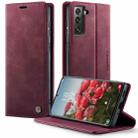 For Samsung Galaxy S21+ 5G CaseMe 033 Calf Leather Lining Microfibre RFID Blocking Phone Case(Red) - 1
