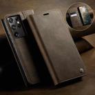 For Samsung Galaxy S21 Ultra 5G CaseMe 033 Calf Leather Lining Microfibre RFID Blocking Phone Case(Coffee) - 3