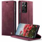 For Samsung Galaxy S21 Ultra 5G CaseMe 033 Calf Leather Lining Microfibre RFID Blocking Phone Case(Red) - 1
