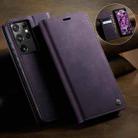 For Samsung Galaxy S21 Ultra 5G CaseMe 033 Calf Leather Lining Microfibre RFID Blocking Phone Case(Purple) - 3