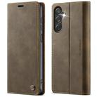 For Samsung Galaxy S25 Ultra 5G CaseMe 033 Calf Leather Lining Microfibre RFID Blocking Phone Case(Coffee) - 1