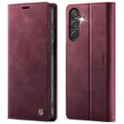 For Samsung Galaxy S25 Ultra 5G CaseMe 033 Calf Leather Lining Microfibre RFID Blocking Phone Case(Red) - 1