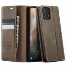 For Samsung Galaxy A52/A52S 5G CaseMe 033 Calf Leather Lining Microfibre RFID Blocking Phone Case(Coffee) - 1