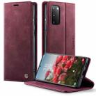 For Samsung Galaxy S20 CaseMe 033 Calf Leather Lining Microfibre RFID Blocking Phone Case(Red) - 1