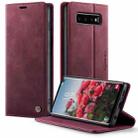 For Samsung Galaxy S10 CaseMe 033 Calf Leather Lining Microfibre RFID Blocking Phone Case(Red) - 1