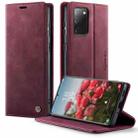 For Samsung Galaxy S20 FE CaseMe 033 Calf Leather Lining Microfibre RFID Blocking Phone Case(Red) - 1