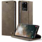 For Samsung Galaxy S20 Ultra CaseMe 033 Calf Leather Lining Microfibre RFID Blocking Phone Case(Coffee) - 1