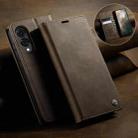 For Samsung Galaxy S25 Edge CaseMe 033 Calf Leather Lining Microfibre RFID Blocking Phone Case(Coffee) - 3