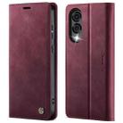For Samsung Galaxy S25 Edge CaseMe 033 Calf Leather Lining Microfibre RFID Blocking Phone Case(Red) - 1