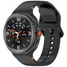 For Samsung Galaxy Watch8 40 / 44mm Stitched Solid Color Silicone Watch Band, Size:M(Black) - 1