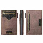 The Suteni denim double-sided card slot button automatically ejects the card box(Brown) - 1