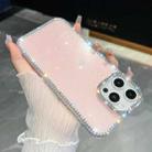 For iPhone 13 Pro Rhinestone Glitter TPU 4-corners Anti-fall Phone Case(Light Pink) - 1