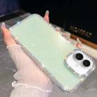 For iPhone 16 Plus Rhinestone Glitter TPU 4-corners Anti-fall Phone Case(Light Green) - 1