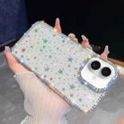 For iPhone 16 Rhinestone Glitter TPU 4-corners Anti-fall Phone Case(Transparent Stars) - 1