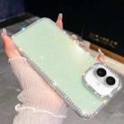 For iPhone 17 Rhinestone Glitter TPU 4-corners Anti-fall Phone Case(Light Green) - 1
