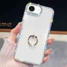 For iPhone 16e Rhinestone Glitter TPU Ring Holder Anti-fall Phone Case(White) - 1