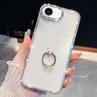 For iPhone 16e Rhinestone Glitter TPU Ring Holder Anti-fall Phone Case(Transparent) - 1