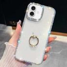 For iPhone 16 Rhinestone Glitter TPU Ring Holder Anti-fall Phone Case(Transparent) - 1