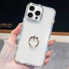 For iPhone 13 Pro Rhinestone Glitter TPU Ring Holder Anti-fall Phone Case(White) - 1
