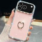 For iPhone 17 Pro Max Rhinestone Glitter TPU Ring Holder Anti-fall Phone Case(Light Pink) - 1