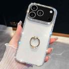 For iPhone 17 Pro Max Rhinestone Glitter TPU Ring Holder Anti-fall Phone Case(Transparent) - 1