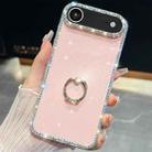For iPhone 17 Air Rhinestone Glitter TPU Ring Holder Anti-fall Phone Case(Light Pink) - 1