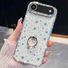 For iPhone 17 Air Rhinestone Glitter TPU Ring Holder Anti-fall Phone Case(Transparent Stars) - 1