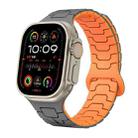 For Apple Watch 46mm / 49mm / 45mm / 44mm Steel Dragon Scale Magnetic Silicone Watch Band(Graphite Gray + Orange) - 1