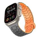 For Apple Watch 46mm / 49mm / 45mm / 44mm Steel Dragon Scale Magnetic Silicone Watch Band(Graphite Gray + Orange) - 3
