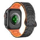 For Apple Watch 46mm / 49mm / 45mm / 44mm Steel Dragon Scale Magnetic Silicone Watch Band(Midnight Black Orange) - 2