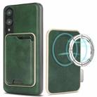 For Samsung Galaxy S25 Edge 5G Kalebol Slim Magnetic Ring Card Bag Leather Phone Case(Green) - 1