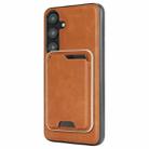For Samsung Galaxy S25 5G Kalebol Slim Magnetic Ring Card Bag Leather Phone Case(Brown) - 3