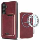 For Samsung Galaxy S25 5G Kalebol Slim Magnetic Ring Card Bag Leather Phone Case(Red) - 1