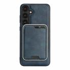 For Samsung Galaxy S25 5G Kalebol Slim Magnetic Ring Card Bag Leather Phone Case(Blue) - 2